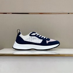 Dior Low Top Navy Oblique Jacquard Suede Trainers