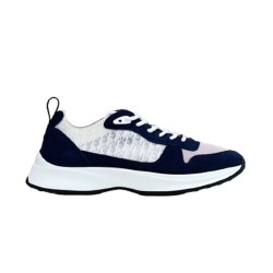 Dior Low Top Navy Oblique Jacquard Suede Trainers