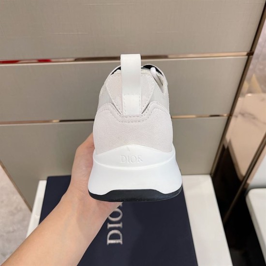 Dior B25 Runner Monogram Low Top White Trainers Heel View Rear heel view of white Dior B25 Runner trainer showing pull tab and embossed logo