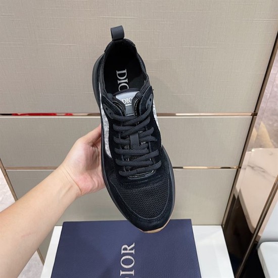 Dior B25 Runner Trainers Top-Down View in black Top-down view of a single Dior B25 Runner Trainer in black suede