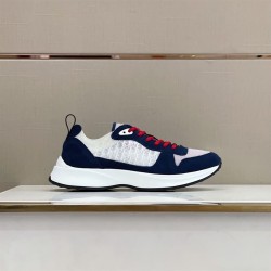 Dior Low Top Runner Trainers Navy Blue White Suede