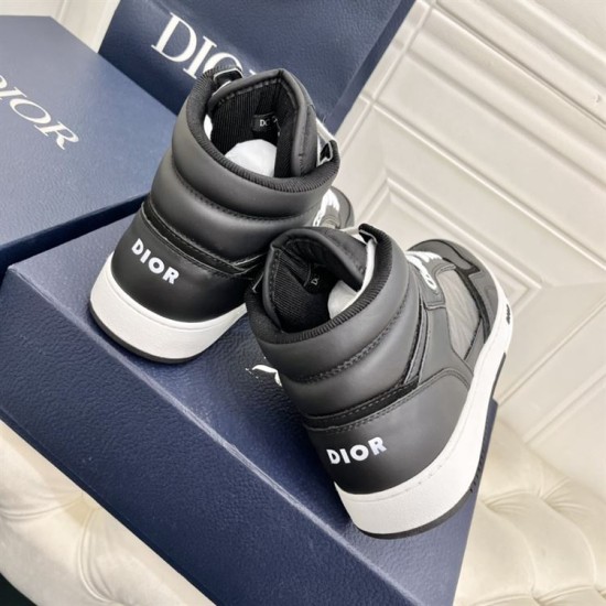 Dior B27 High-Top Black Leather Canvas Trainers Heel View Dior B27 High-Top Black Leather Canvas Trainers heel counters and branding