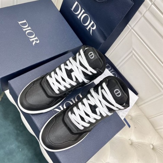 Dior B27 High-Top Black Leather Canvas Trainers Top-Down Pair Dior B27 High-Top Black Leather Canvas Trainers top-down view of both shoes