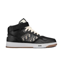 Dior High-Top Trainers In Black Leather And Oblique Canvas