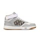 Dior B27 High-Top Grey Leather Trainer Studio Profile Studio view of Dior B27 High-Top Grey Leather Trainer lateral side profile