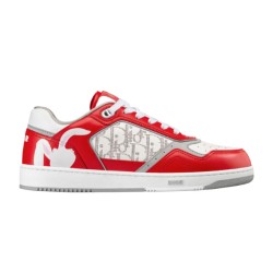 Dior Low Top Red White Leather Trainers Vibrant