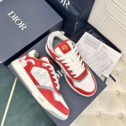 Dior Low Top Red White Leather Trainers Vibrant