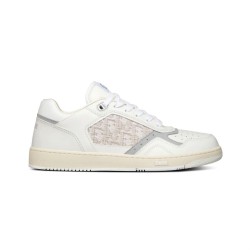Dior Low-Top White Leather Oblique Canvas Trainers Smooth