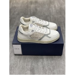 Dior Low-Top White Leather Oblique Canvas Trainers Smooth