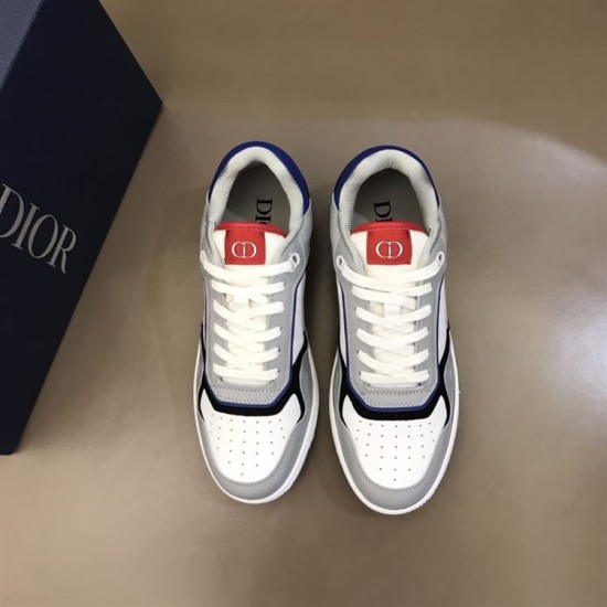 Dior B27 Low Top Grey White Canvas Trainers Top View Top-down pair view of Dior B27 Low Top Grey White Canvas Trainers