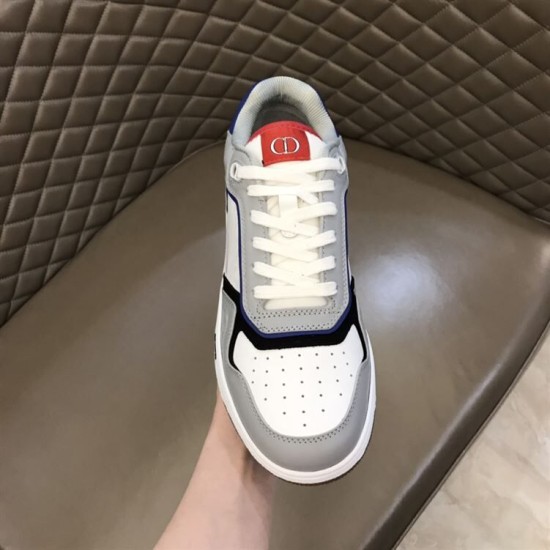 Dior B27 Low Top Grey White Canvas Trainer Front Detail Front toe box and lace closure view of Dior B27 Low Top Grey White Trainer
