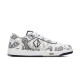Dior B27 low-top white and navy paisley print trainer profile view