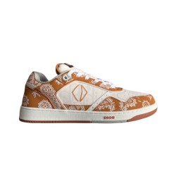 Dior Low-Top Paisley Print Tan Leather Trainers