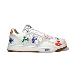 Dior Low-Top Trainers White Printed Leather Sneakers