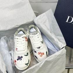 Dior Low-Top Trainers White Printed Leather Sneakers