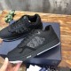 Side angled view of Dior B27 Low-Top Trainers In Black Leather