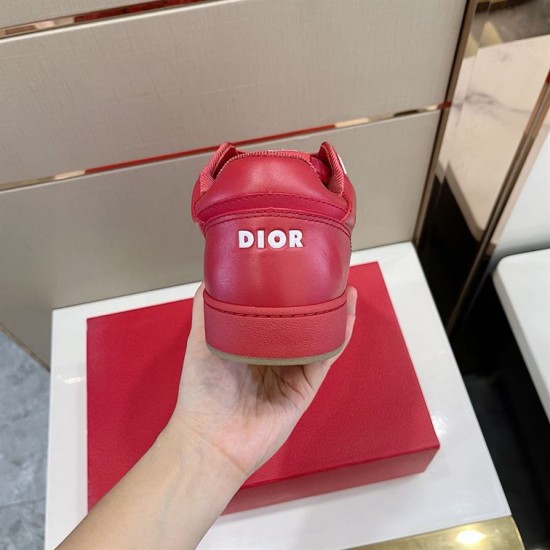 Dior B27 Red Trainer Heel Detail Rear view of Dior B27 red leather trainer showing heel logo