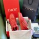 Dior B27 Red Trainers Unboxing Set Dior B27 red low-top trainers presented inside branded packaging box