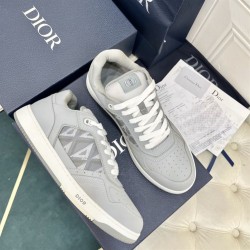 Dior Low Top Grey Canvas And Leather Trainers