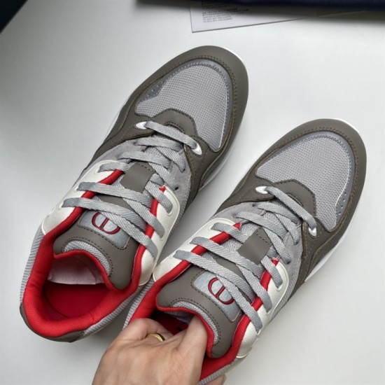 Dior B29 Grey And Red Low Top Trainers Top Angle Dior B29 Grey And Red Low Top Trainers pair top-down angle view