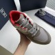 Dior B29 Grey And Red Low Top Trainer Top Close-Up Dior B29 Grey And Red Low Top Trainer held close-up top view