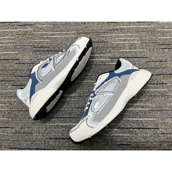 Dior B30 Light Blue Mesh Trainers Lateral Side View Dior B30 light blue mesh trainers with outer lateral side details