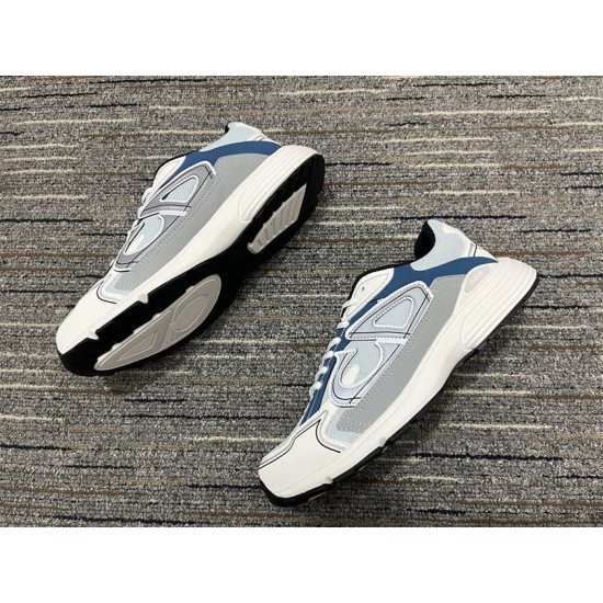 Dior B30 Light Blue Mesh Trainer Outsole View Dior B30 light blue trainers displaying upper and outsole tread