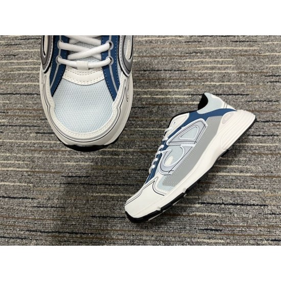 Dior B30 Light Blue Mesh Toe Box Close-Up Dior B30 light blue mesh trainer toe box close-up view