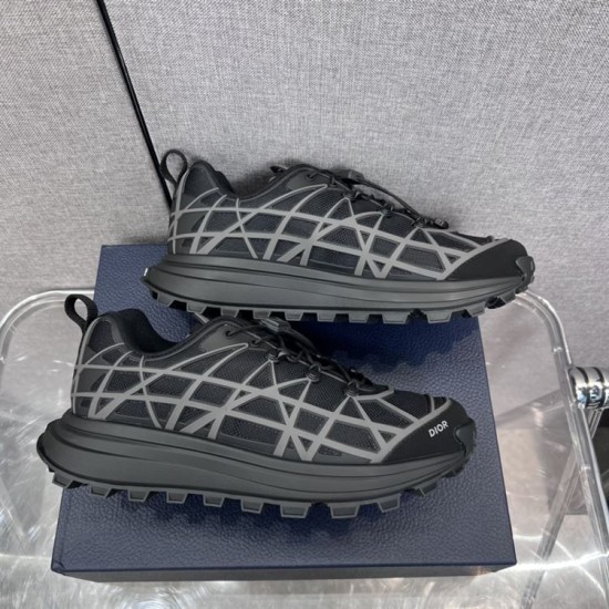 Dior B31 Runner Black Mesh Trainers Stacked View Side view of both Dior B31 Runner Black Mesh Trainers stacked horizontally.