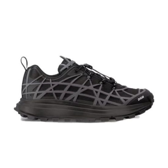 Dior B31 Runner Black Mesh Trainer Studio View Clean studio profile shot of the Dior B31 Runner Low Top Black Mesh Trainer.