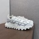 Dior B31 Runner Low Top Trainers In White Grey Angle Side perspective of white grey Dior B31 Runner Low Top Trainers with toggle lacing system