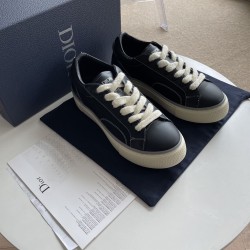 Dior Low Top Trainers In Black Smooth Leather