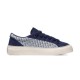 Single Dior B33 navy blue oblique jacquard trainer on white background