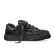 Dior B9S Black Quilted Leather Low Top Trainer Side View Side profile of Dior B9S black quilted leather low top trainer featuring thick patterned laces.