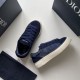 Dior Tears B33 Navy Blue Trainers Top View in navy blue and cream Top-down view of navy blue Dior Tears B33 trainers showing embroidered tongue branding in navy blue and cream
