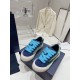 Dior B33 Blue Trainers Top View Top-down view of Dior B33 blue trainers on a brand shoe box