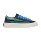 Dior B33 Striped Brushed Fabric Trainer Side View in blue Side profile of Dior B33 blue trainer featuring striped brushed fabric and thick blue laces
