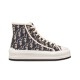 Dior Walk'n'dior High-Top Platform Trainers Side View in blue and beige Dior Walk'n'dior High-Top Platform Trainers side profile view in blue and beige Oblique canvas