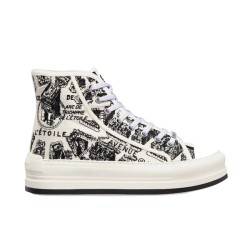 Dior High Top Canvas Platform Trainers White Black High-Top