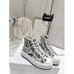 Dior High Top Canvas Platform Trainers White Black High-Top Dior High Top Canvas Platform Trainers White Black High-Top