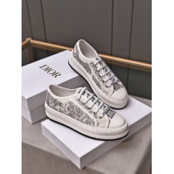 Dior Walk'n' Platform Low-Top Grey Canvas Trainers Woven