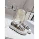 Front elevated view of Dior Walk'n'dior beige graphic printed platform trainers