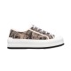 Side profile of Dior Walk'n'dior platform low top printed trainers in beige canvas