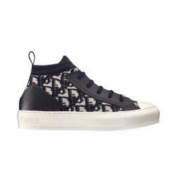 Dior Walk'n' High Top Blue Oblique Canvas Trainers Signature