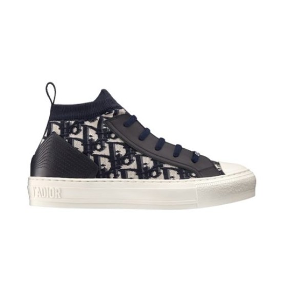 Dior Walk'n'Dior high top trainers in dark blue oblique motif isolated side profile