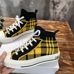 Dior Walk'n' High Top Check Knit Trainers Yellow Black