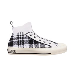 Dior High Top Check Knit Trainers In Black And White