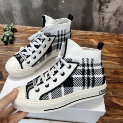 Dior High Top Check Knit Trainers In Black And White Dior High Top Check Knit Trainers In Black And White