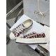Top View of Dior Burgundy Oblique Low Top Trainers Overhead view of Dior Walk'n'dior burgundy trainers detailing inner soles