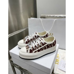 Dior Walk'n' Oblique Burgundy Canvas Low Top Trainers
